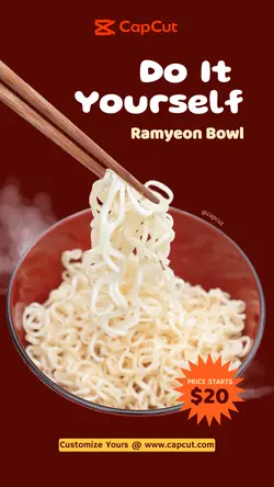 Food and Beverage Ramyeon Product Offer Tiktok Ad Red and Yellow Poster
