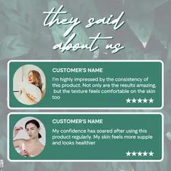 Minimalist template design for beauty products, soft green leaf testimonials, Instagram posts