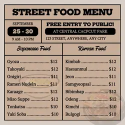 Street Food Menu Instagram Post