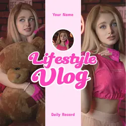 Pink Lifestyle Vlog Youtube Thumbnail 1:1