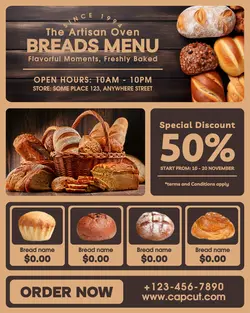 delicious breads menu instagram post