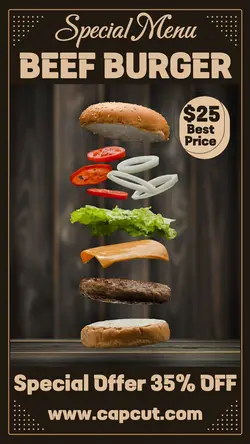 Food Special Menu Beef Burger Instagram Story