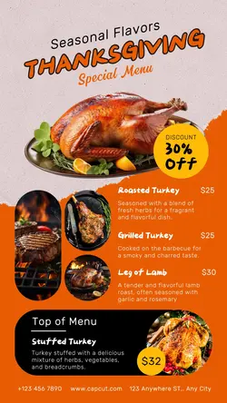 Thanksgiving Special Menu TikTok Post