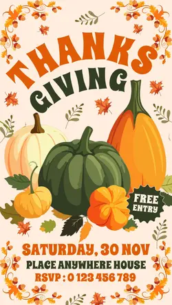 Thanks Giving Invitation Instagram Story Cream Flat Modern