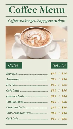 Coffee Menu Instagram Story Post