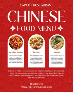 Chinese Food Menu Display Instagram Portrait