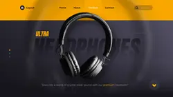 Electronics Advertisement Landing Page Website Headphones - Yellow Black
