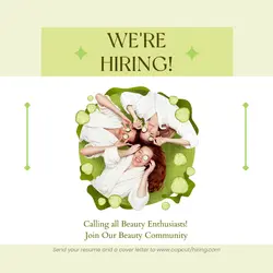 Beauty Recruitment Instagram Post Green Minimalist