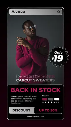 Back in Stock Sweaters Fashion Industry Promotion instagram story