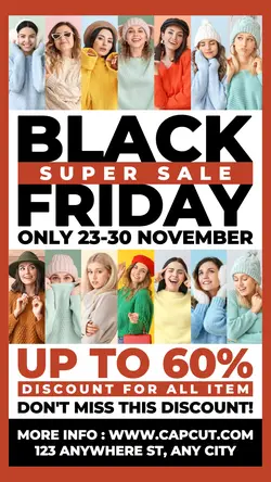 Black Friday Super Sale Promotion Product Social Media Story Red Black Flat Modern Style
