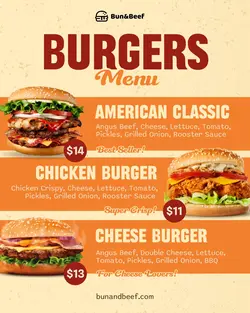 Food&Beverage Burgers Menu