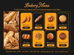 Food & Beverage Bakery Menu