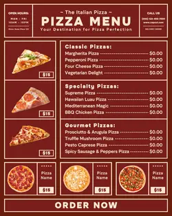 italian pizza menu instagram post