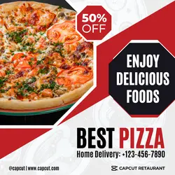 Food Pizza Promotion Instagram Post Red And White Modern