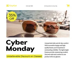 Brown Sunglasses Cyber Monday Discount Facebook Post