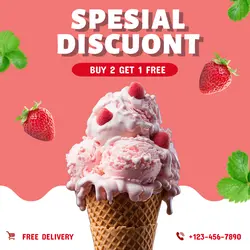 Strawberry Ice Cream Promotion Instagram Post