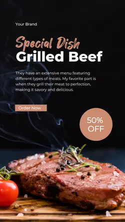 Food Grilled Beef Sale Instagram Story