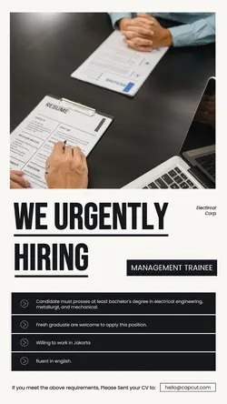 White Minimalist Hiring Instagram Story