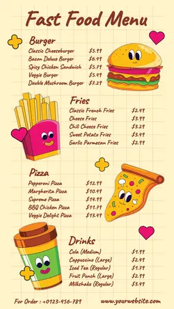 Food & Beverage Fast Food Menu Instagram Story