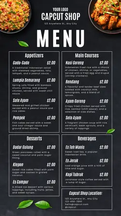 Food Indonesian Restaurant Menu Instagram Story