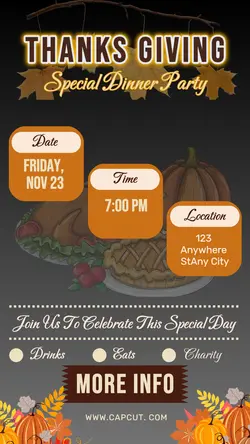 Thanksgiving Dinner party invitation instragam story