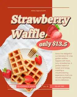 Strawberry Waffle Menu Promotion Instagram Post