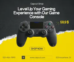 Electronic Game Console Product Display Facebook Post Black and Yellow Street Style
