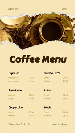 Coffee Menu List Instagram Story