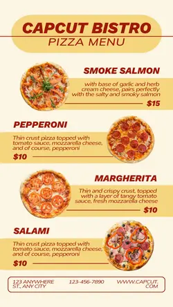 Yellow Pizza Menu List Instagram Story