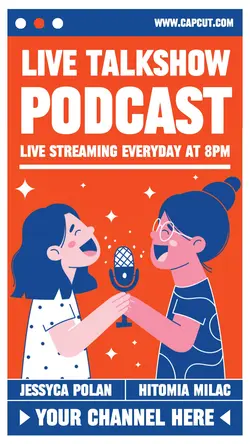 Live Talkshow Podcast Promotion Instagram Story Orange Blue Flat