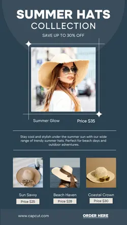 Fashion Summer Hat Product Display Instagram Story