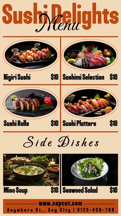 Food Sushi Delight Menu Display Instagram Story