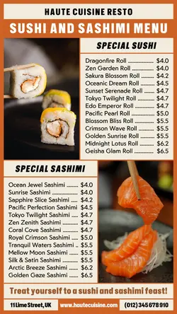 Food Sushi and Sashimi Menu Instagram Story