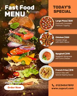 Food and Beverage Fast Food Menu Instagram Portrait