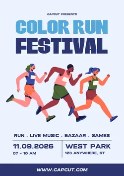 Event Color Run Festival Poster Minimalist