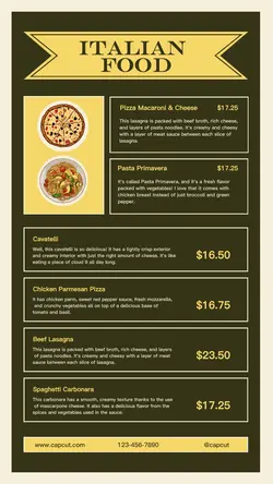 Food Italian Food Menu Instagram Story