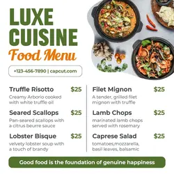 Food and Beverage Menu Instagram Post