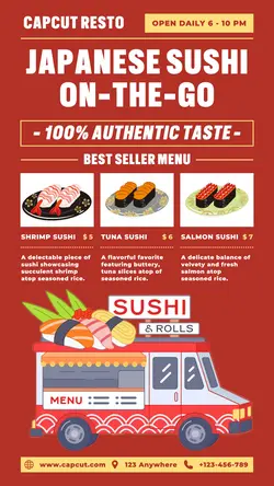 Japanese Sushi Truck Menu Promotion TikTok Post