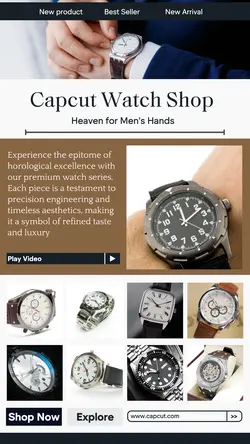 Men's watch industry fashion template design for business promotion needs on Instagram stories