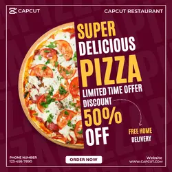 Food Pizza Promotion Sale Instagram Post Red And Yellow Style Modern