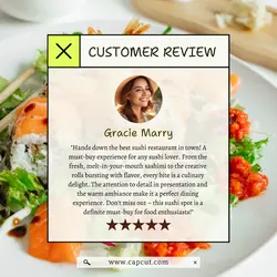 Food & Beverage Sushi Restaurant Testimonial Review Instagram Post