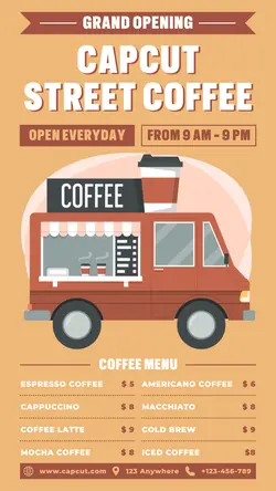 Street Coffee Menu Poster Promotion TikTok Post
