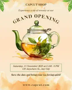 Food and Beverage Tea House Grand Opening Instagram Portrait