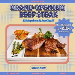 Food Beef Steak Grand Opening Promotion Instagram Post