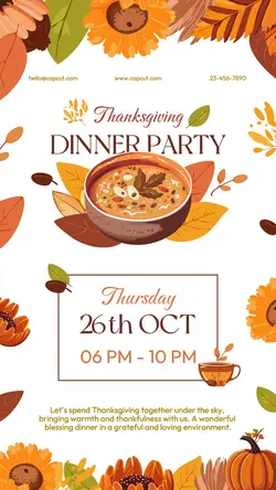 Autumn Thanksgiving Dinner Invitation Instagram Story