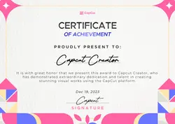 Non-Marketing Honor Certificate Pink Blue Certificate