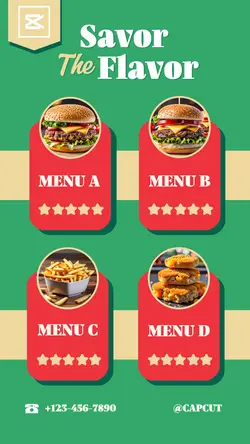 Food Menu Product Display Instagram Story Retro Style in Red Green