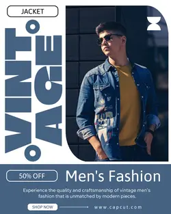 Blue Vintage Fashion Promotion Instagram Post