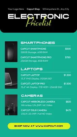 Electronic Pricelist Instagram Story