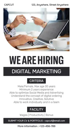 We Are Hiring Digital Marketing Instagram Stories
